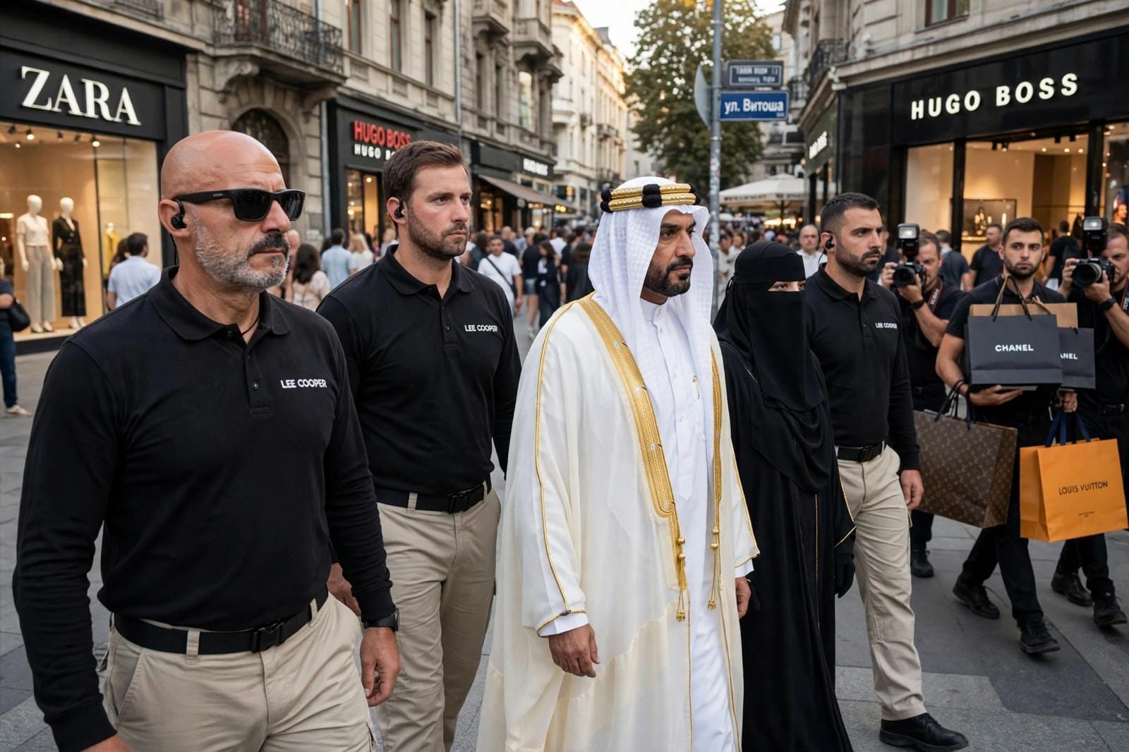 Coordinated VIP protection in a busy shopping district